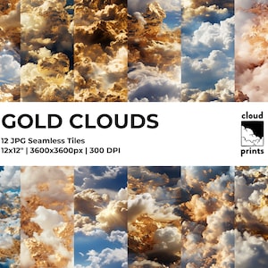 GOLD CLOUDS COLLECTION - Background Instant Digital Downloadable - Printable Dark Wall Art - lonely Cloudy Digital Background