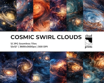 DIGITAL PAPER INSTANT Download Cosmic Pattern - seamless night sky patterns with cosmic art - Printable jpg backgrounds
