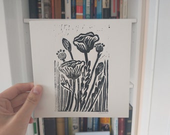 Poppy Linoleum Print (Black)