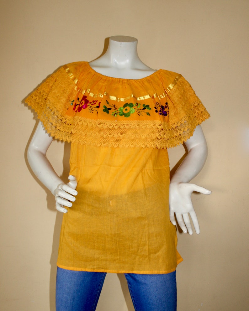 Traditional Mexican Blouse Floral Off the Shoulder Mexican Top Ethnic blouse Mexican Party Floral Embroidered Mexican Blouse