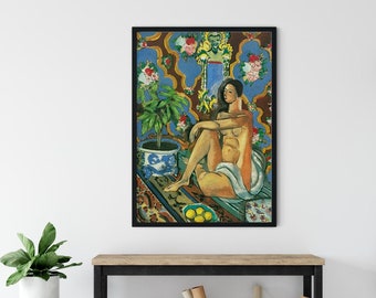 Henri Matisse Print decoratieve figuur op een decoratieve achtergrond, impressionistische schilderkunst, kunst aan de muur, woondecoratie,
