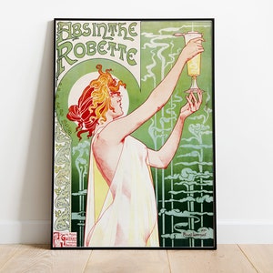 Absinthe Robette Poster, Vintage Advertising, French Retro Art, Art Deco, Drink Advertisement, Vintage Classic French Poster, Home Decor