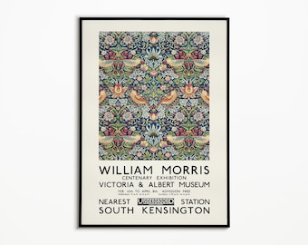William Morris Aardbei Dief Poster, William Morris Print, Art Nouveau, Bloemen Behang, Vogels Illustratie, Vintage Kunst, Home Decor