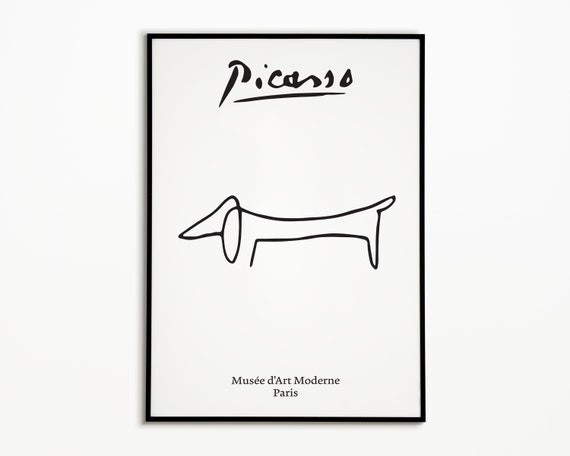 Picasso Line Art Poster, the Dog, Le Chien, Black and White Print