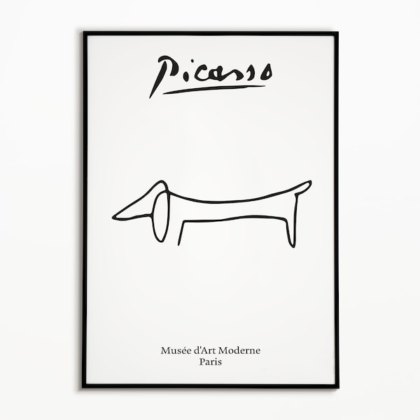 Picasso Line Art Poster, The Dog, Le Chien, Black and White Print, Line Drawing, Minimalist Art, Animal Drawing, Home Decor, Wall Art