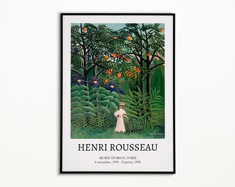 Henri Rousseau Poster, Impressionisme, Vrouw wandelen in een exotisch bos, Avant-Garde Print, Jungle, Beroemde schilderij, Home Decor, Kunst aan de muur