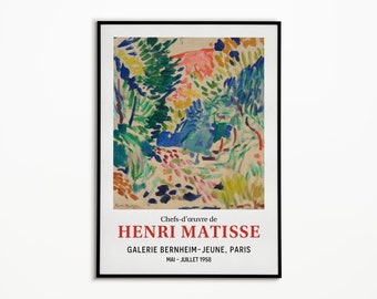 Matisse Exposition Estampe, Henri Matisse Paysage à Collioure Affiche, Matisse Collioure, Peinture célèbre, Musée Paris, Décoration intérieure