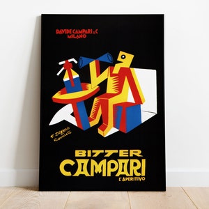 Campari Poster, Vintage Drink Advertisement, Bitter Campari Aperitivo, Art Deco, Retro Advertisement, Vintage Italian, Home Decor, Wall Art