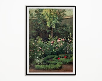 Camille Pissarro Tentoonstelling Poster, Pissarro Museum Print, Rose Garden, Beroemde schilderij, Impressionistisch landschap, Tuin, Frankrijk, Home Decor