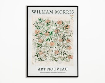 William Morris Poster, William Morris Jasmine Print, Art Nouveau, Bloemen behang, Floral Illustration, Vintage Floral Art, Home Decor