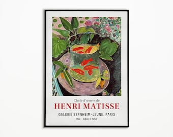 Matisse Tentoonstelling Print, Henri Matisse Goldfish Poster, Beroemde abstracte schilderkunst, Fauvisme, Impressionisme, Museum Parijs, Home Decor