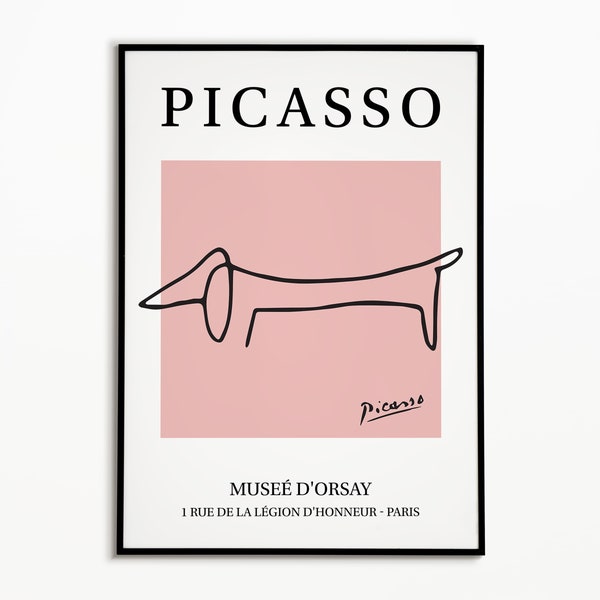 Picasso Line Art Posters, The Dog, The Dachshund, Line Drawing, Minimalist Art, Animal Drawing, Gift Idea, Home Decor, Wall Art