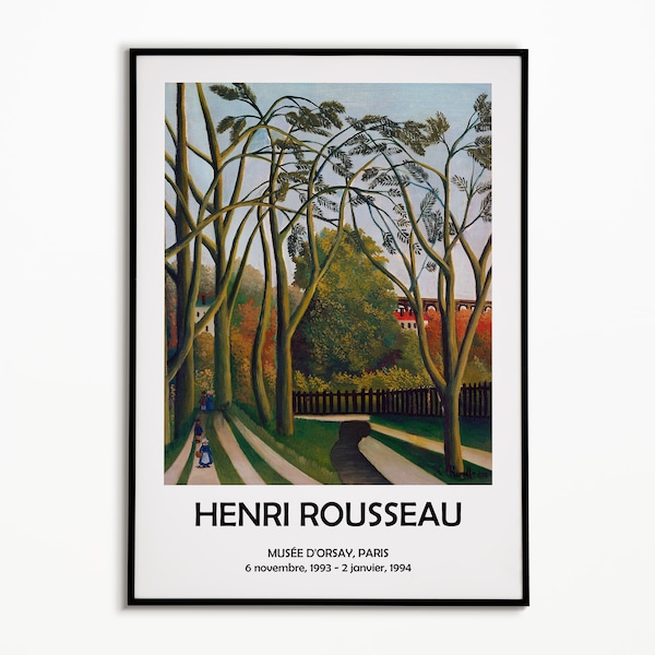 Henri Rousseau Poster, Impressionismus, Die Ufer des Bièvre, Abstrakte Landschaft, Museumsdruck, Landschaft Frankreich, Wohndekor, Wandkunst
