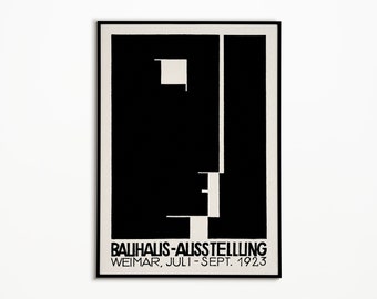 Bauhaus Poster, Bauhaus Weimar Tentoonstelling Print, Duitse Kunstschool, Herbert Bayer, Vintage, Home Decor, Retro Kunst aan de muur, Minimalisme, 1923