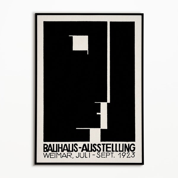 Bauhaus Poster, Bauhaus Weimar Exhibition Print, German Art School, Herbert Bayer, Vintage, Home Decor, Retro Wall Art, Minimalism, 1923