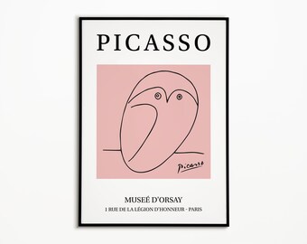 Picasso Line Art Posters, De Uil, Museum Print, Lijntekening, Minimalistische Kunst, Dierlijke Tekening, Cadeau Idee, Home Decor, Kunst aan de muur