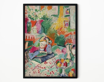 Henri Matisse Art Print, Interieur met een jong meisje (meisje lezen), Portret schilderen, Home Decor, Kunst aan de muur, Poster zonder tekst