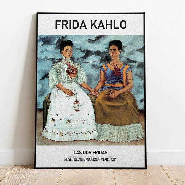 Frida Kahlo Print, Ausstellungsplakat, Die Zwei Fridas Hochwertiger Kunstdruck, Las Dos Fridas, Mid Century Modern Mexikanische Wandkunst