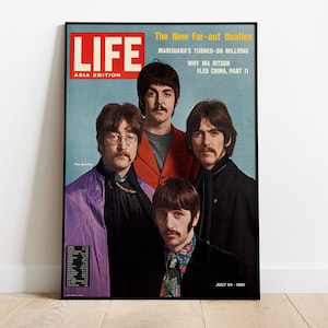 Portada de revista vintage de los Beatles, póster musical vintage de 1968, portada vintage, decoración del hogar, arte mural