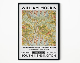 William Morris Print Art Tentoonstelling Poster, Art Nouveau Bloemenbehang Artisjok Bloem schilderij, Vintage Home Decor Gedrukt Kunst aan de muur