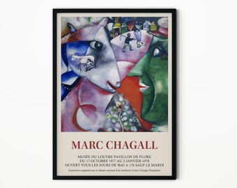 Chagall Print Exhibition Poster | Art Print | I and the Village | Vintage Exhibition Poster | Surrealist Painting | Home Decor | Wall Art