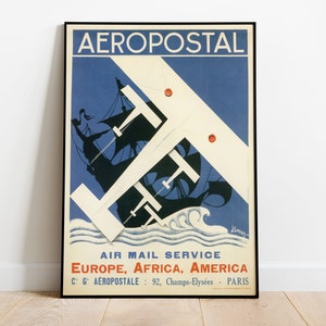 Vintage Reiseposter Aeropostal, Luftfahrt Poster, Art Deco, Retro Reiseposter, Vintage Werbung Poster, Home Decor, Wandkunst