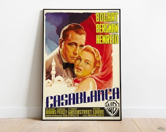 イングリッドバーグマンとハンフリーボガート直筆サイン入り写真 カサブランカの映画ポスター：ハンフリー・ボガート＆イングリッド
