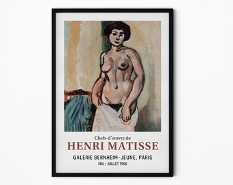 Matisse Exposition Art Print, Nu Study, Poster, Portrait féminin, Impressionnisme, Museum Giclée Print, Home Decor, Wall Art