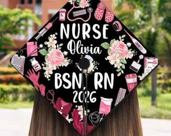 Nurse Graduation Cap Topper, RN Grad Cap Topper, Class of 2026, New Nurse Gift, Nursing Graduation Decoration, Nurse Stuff