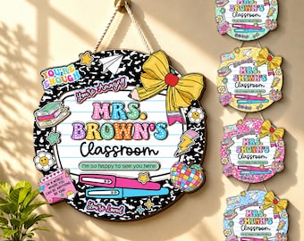 Personalized Composition Book 3D Teacher Door Sign: Back to School Classroom Decor, Teacher Name Sign, Teacher Appreciation Gifts