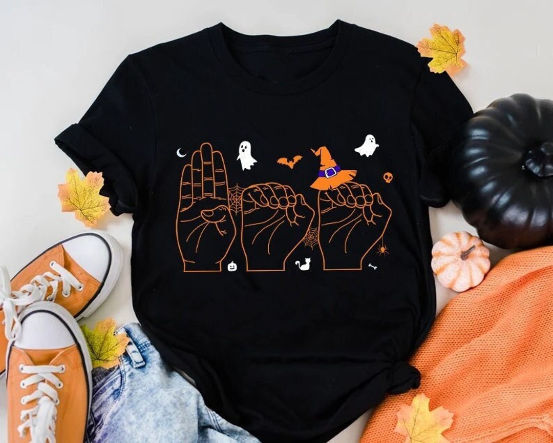 Sign Language Boo Boo Halloween Boo ASL Shirt, Boo Shirt, Hand Sign Language Shirt, Deaf ...