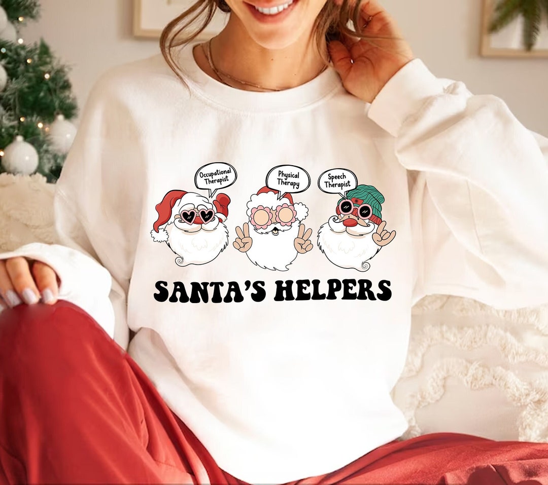 Santa's Helpers OT PT SLP Therapy Christmas Shirt, Ot Pt Slp Team ...
