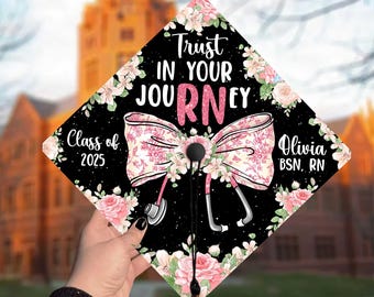 Personalized RN Nursing Grad Cap Topper, Nurse Graduation Cap Topper,Class of 2025, Nursing Graduation Decoration, New Nurse Gift