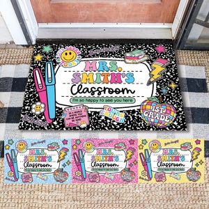 Personalized Teacher Classroom Doormat Composition Notebook Classroom ...