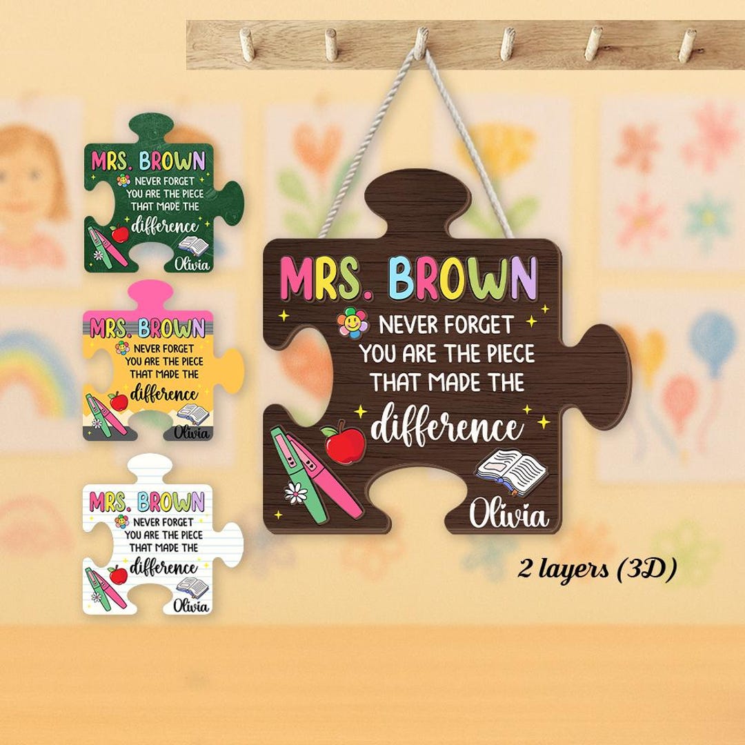 Teacher Appreciation Gift, Teacher Puzzle Piece Desk Sign, Teacher Gift ...