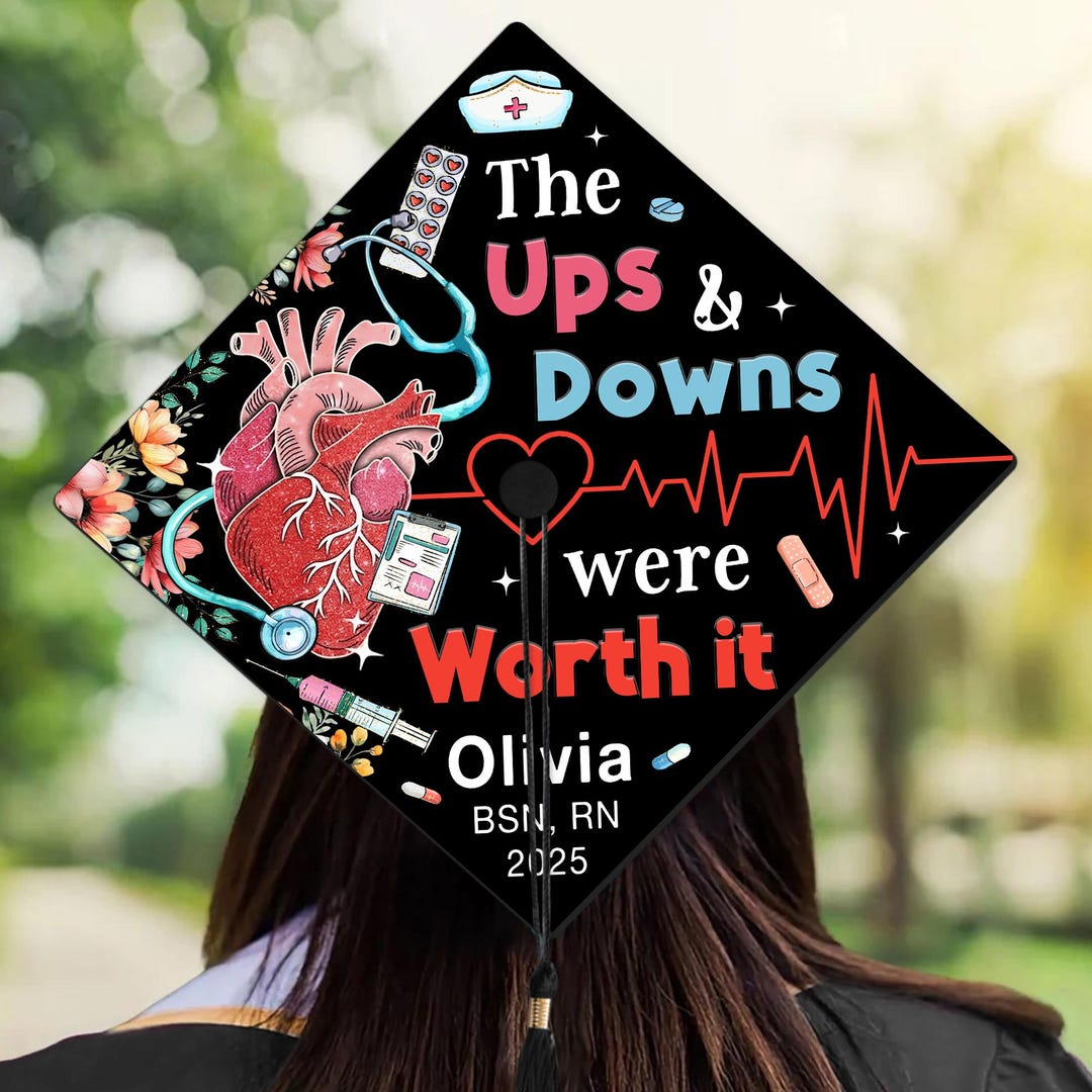 Nurse Graduation Cap Topper, Class 2025 Graduation Gift, RN Grad Cap ...
