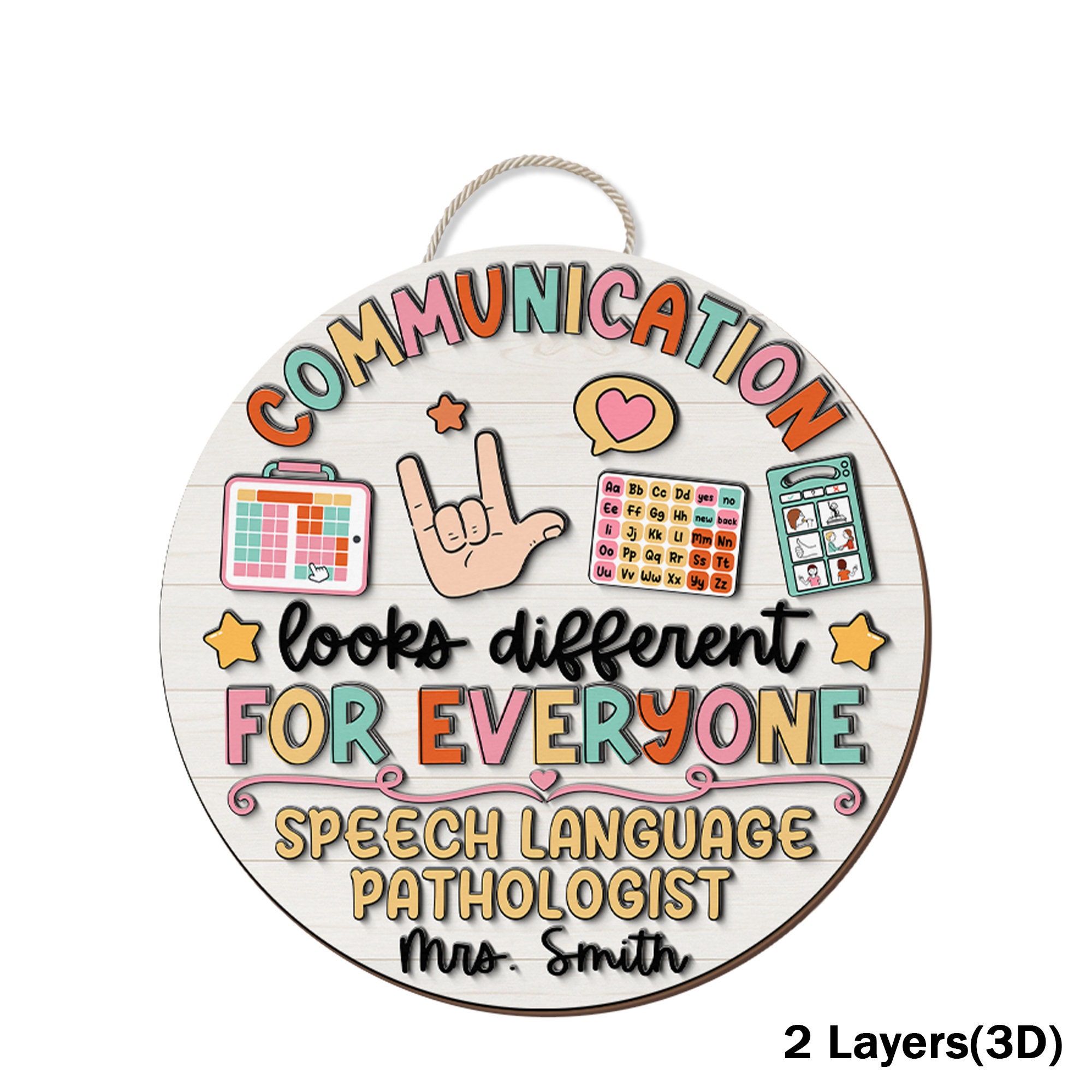 Speech Therapist Door Sign, Communication Looks Different For Everyone, Custom Teacher Door Sign, Teacher Name Sign, CCC SLP Graduation Gift