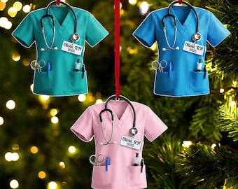 Personalized Nurse Scrubs Ornament, Scrub Life Ornament Gift for Nurse, Custom Nurse Stethoscope Christmas Ornament, New Nurse Ornament