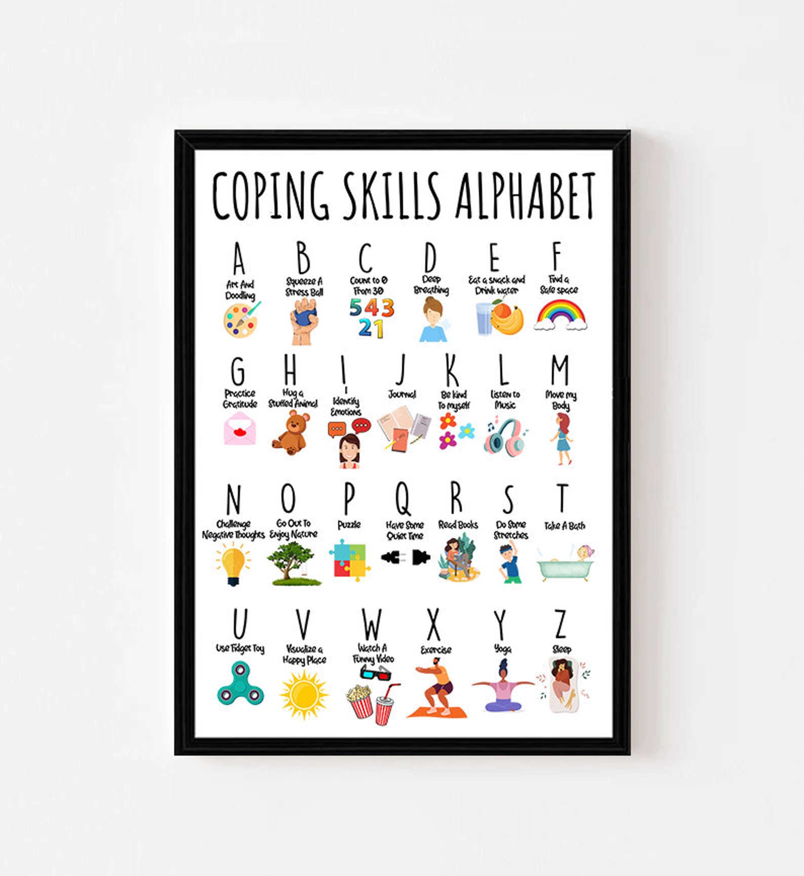Coping Skills Alphabet Poster, Mental Health Matters, School Counselor ...