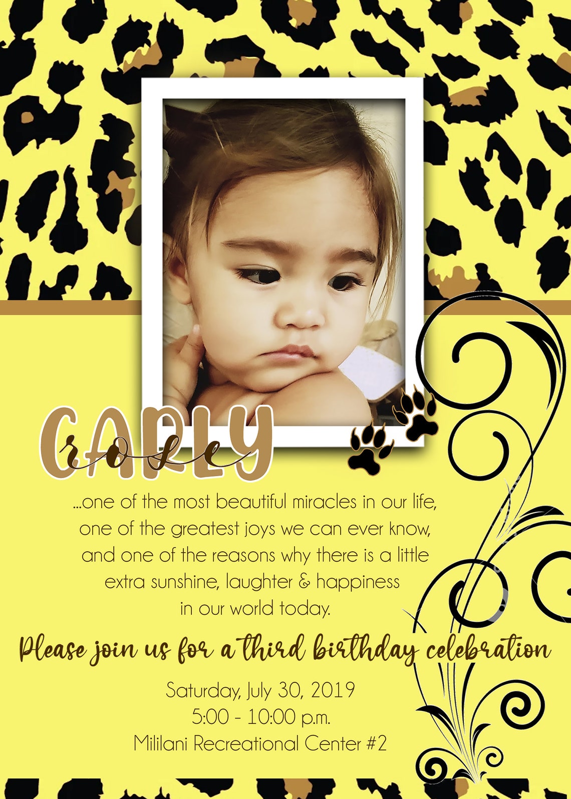 Leopard Baby Shower Invite. Custom Invitation Design Digital File