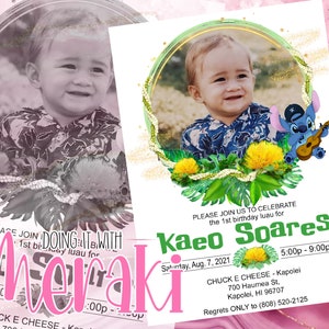 Inspired by Stitch Photo Birthday Invitations, \ Custom Designed Photo Birthday Invitation