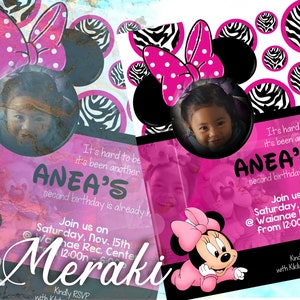 Inspired by Minnie Mouse Invitation. Printed Digital File. Printed Invitations. Custom Invitations.