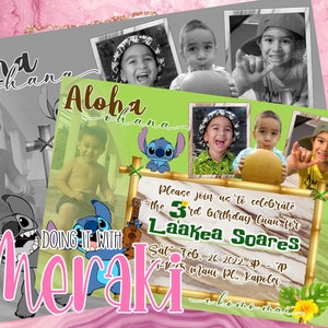 Inspired by Stitch Photo Birthday Invitations, Custom Designed Photo Birthday Invitation