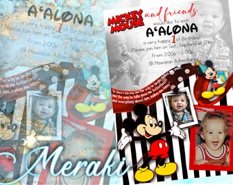 Inspired by Mickey Mouse Invitation. Custom Invitation Design Digital File. Custom Printable Invite Digital Download.