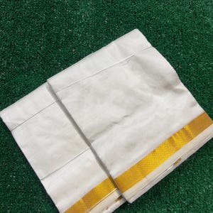 Men&#39;s Pure Silk off white Dhothi /Adult Dhothi/ South Indian Dhoti/dhoti outfit for men