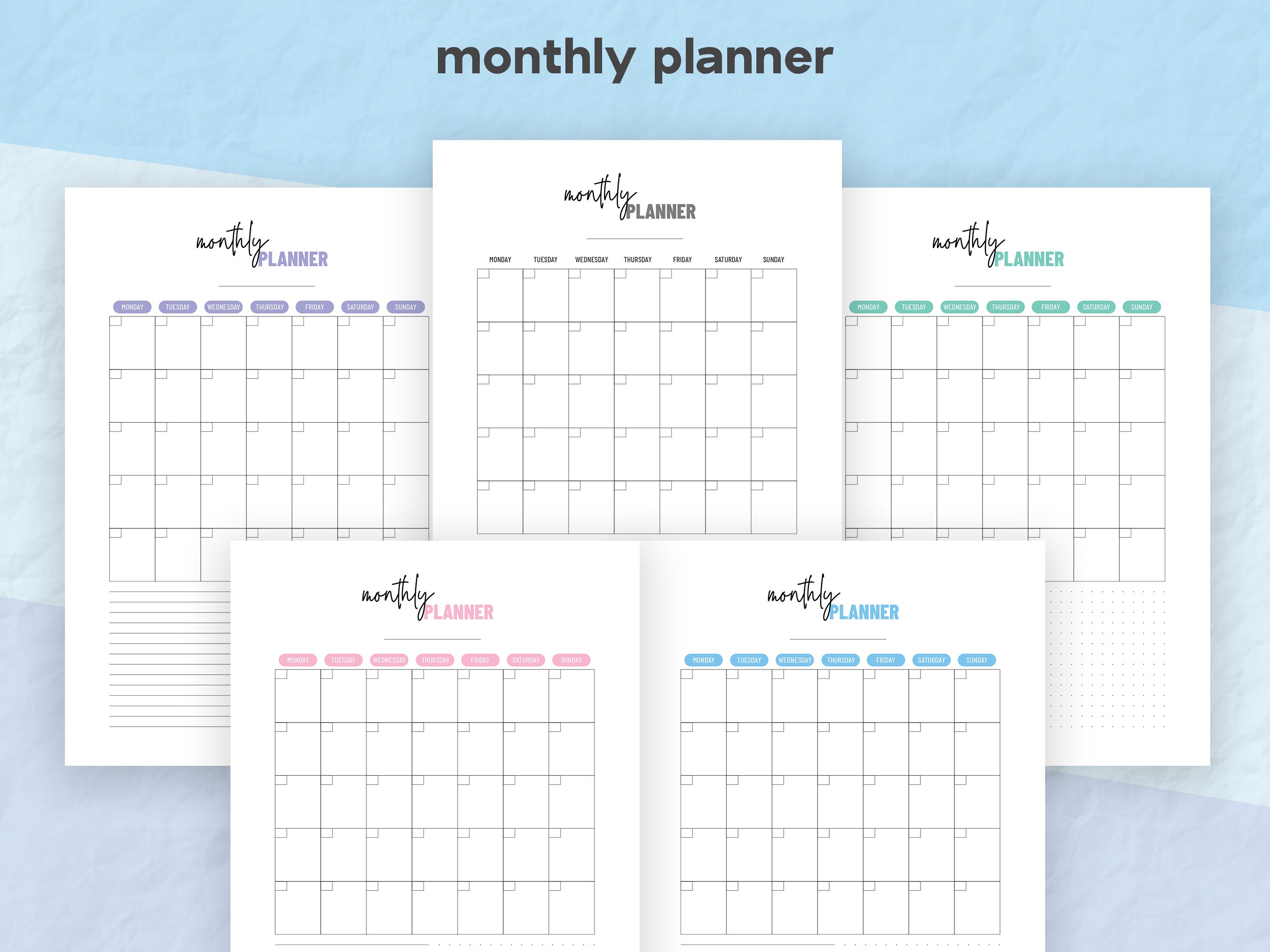 Printable Monthly Planner Undated, A4 A5 Letter - Etsy