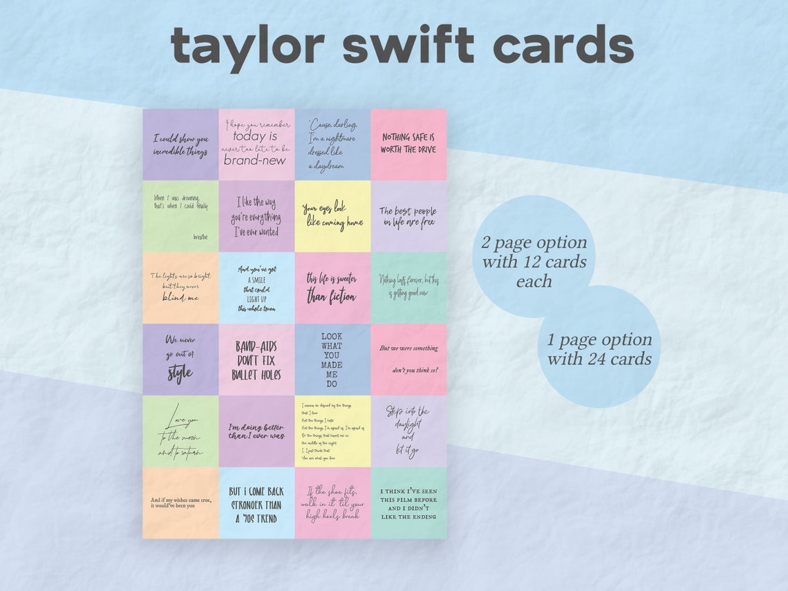Printable Taylor Swift Planner Cards Stickers - Etsy