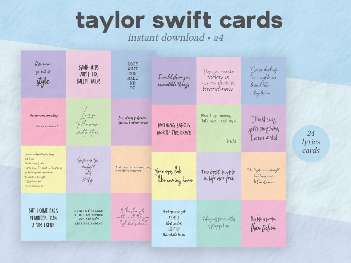 Printable Taylor Swift Planner Cards Stickers - Etsy