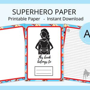 Printable Girl Superhero Themed Paper Digital Download ruled Printable ...