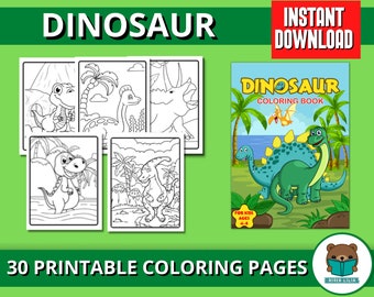 Dinosaur Coloring Book Pages, Children Coloring Book Gift For Boys, Girls & Toddlers (PDF DOWNLOAD)